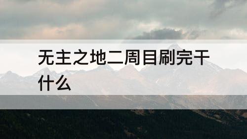 无主之地二周目刷完干什么