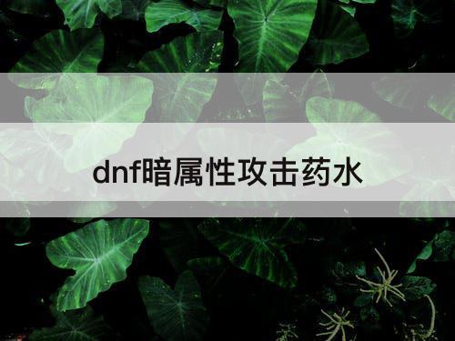 dnf暗属性攻击药水