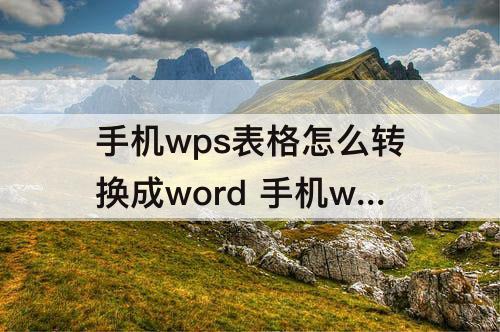 手机wps表格怎么转换成word 手机wps表格怎么转换成word格式不变