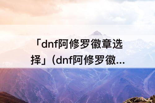 「dnf阿修罗徽章选择」(dnf阿修罗徽章选择什么好)