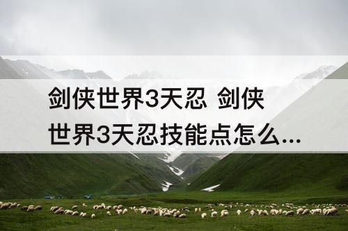 剑侠世界3天忍 剑侠世界3天忍技能点怎么加