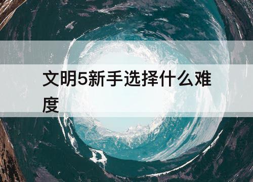 文明5新手选择什么难度