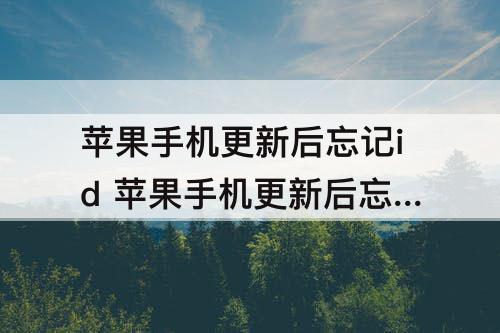 苹果手机更新后忘记id 苹果手机更新后忘记id怎么办
