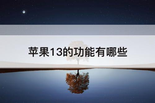 苹果13的功能有哪些