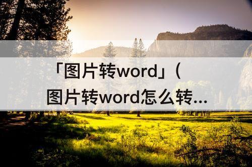 「图片转word」(图片转word怎么转)