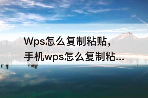Wps怎么复制粘贴，手机wps怎么复制粘贴一行