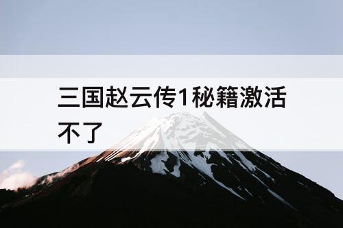 三国赵云传1秘籍激活不了