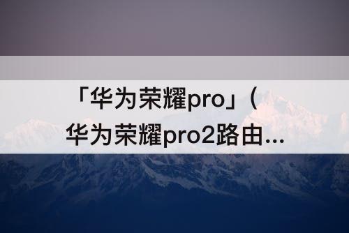 「华为荣耀pro」(华为荣耀pro2路由器)