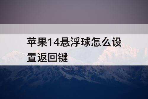 苹果14悬浮球怎么设置返回键