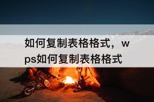 如何复制表格格式，wps如何复制表格格式