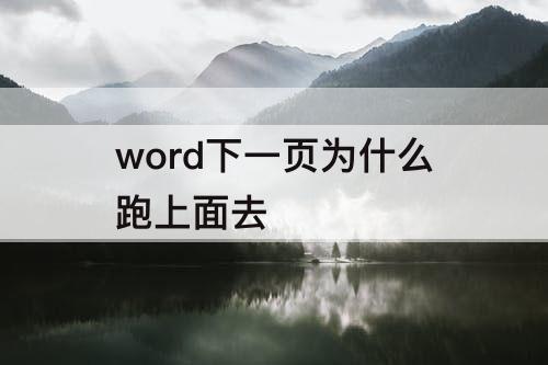 word下一页为什么跑上面去