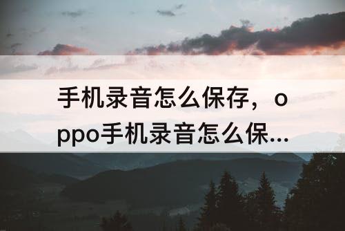 手机录音怎么保存，oppo手机录音怎么保存到相册
