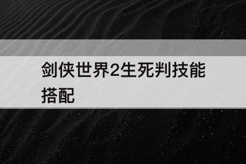 剑侠世界2生死判技能搭配