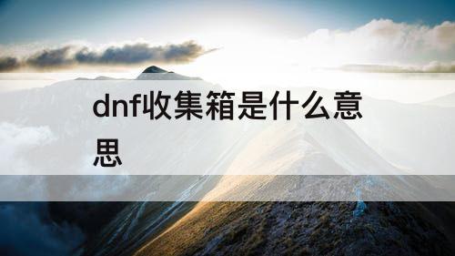 dnf收集箱是什么意思