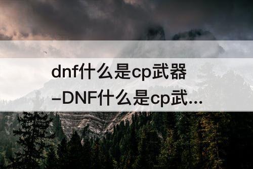 dnf什么是cp武器-DNF什么是cp武器和制式武器