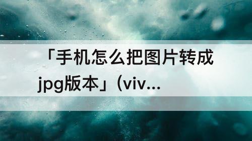 「手机怎么把图片转成jpg版本」(vivo手机怎么把图片转成jpg版本)