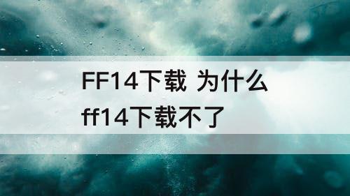 FF14下载 为什么ff14下载不了