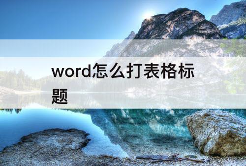 word怎么打表格标题