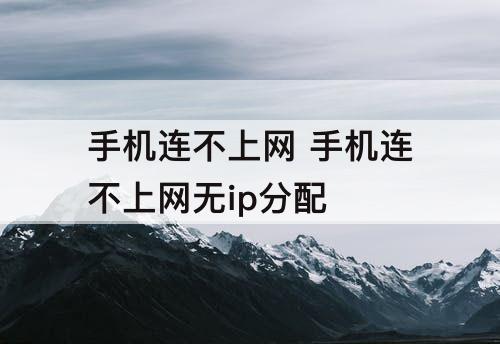 手机连不上网 手机连不上网无ip分配