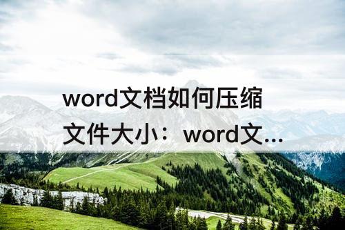 word文档如何压缩文件大小：word文档如何压缩文件大小wps