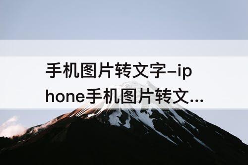 手机图片转文字-iphone手机图片转文字