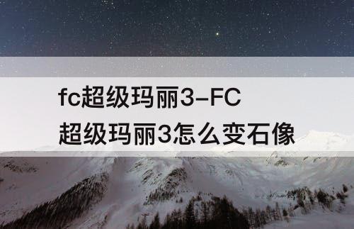 fc超级玛丽3-FC超级玛丽3怎么变石像