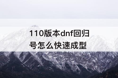 110版本dnf回归号怎么快速成型