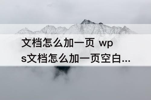 文档怎么加一页 wps文档怎么加一页空白页