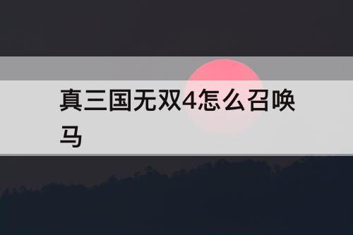 真三国无双4怎么召唤马