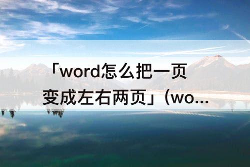 「word怎么把一页变成左右两页」(word怎么把一页变成左右两页一样的)