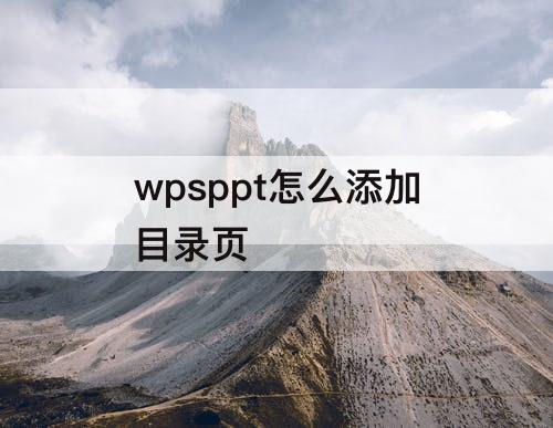 wpsppt怎么添加目录页