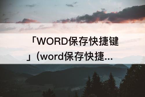 「WORD保存快捷键」(word保存快捷键不好使)