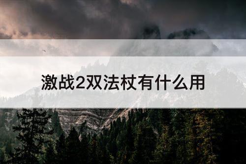 激战2双法杖有什么用