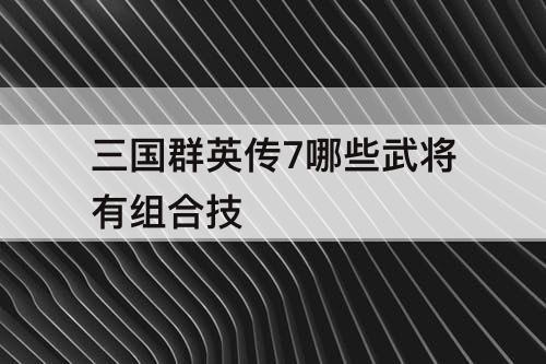 三国群英传7哪些武将有组合技