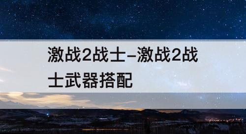 激战2战士-激战2战士武器搭配