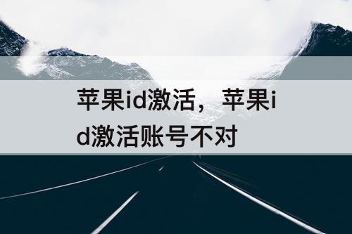 苹果id激活，苹果id激活账号不对