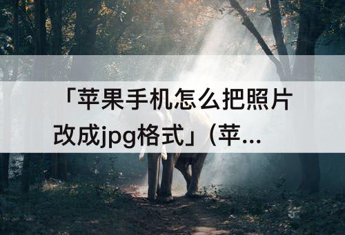 「苹果手机怎么把照片改成jpg格式」(苹果手机怎么把照片改成jpg格式并重命名)