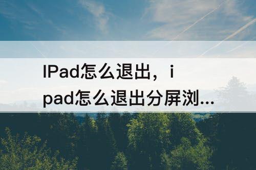 IPad怎么退出，ipad怎么退出分屏浏览