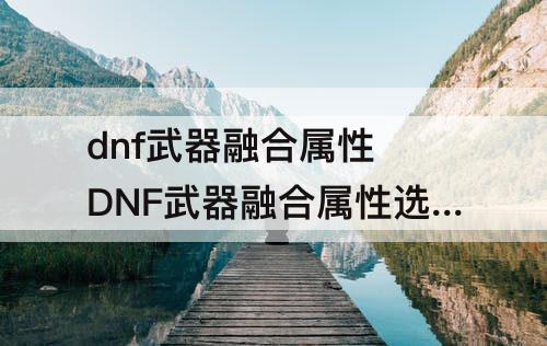 dnf武器融合属性 DNF武器融合属性选择