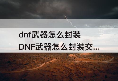 dnf武器怎么封装 DNF武器怎么封装交易