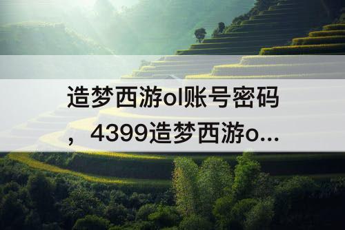 造梦西游ol账号密码，4399造梦西游ol账号密码大全真的