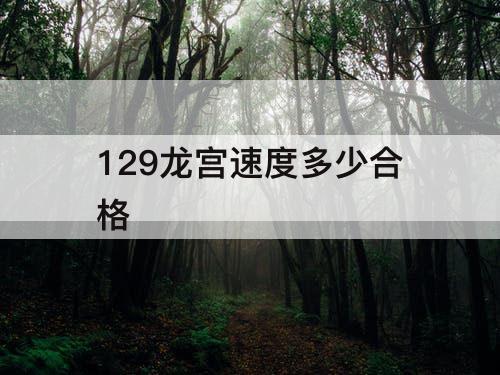 129龙宫速度多少合格