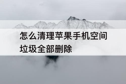 怎么清理苹果手机空间垃圾全部删除