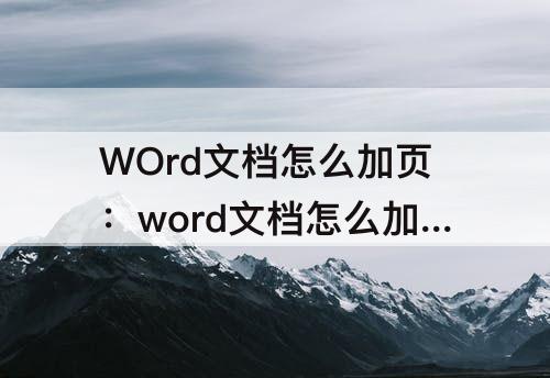 WOrd文档怎么加页：word文档怎么加页码从第三章开始