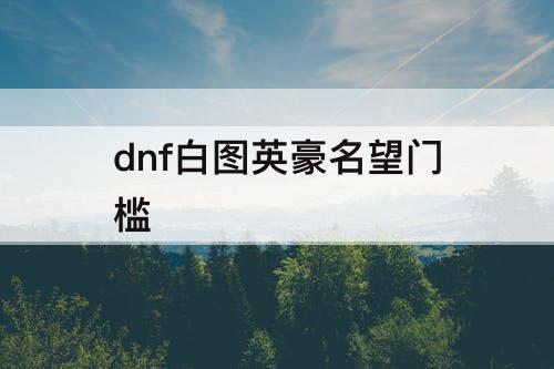 dnf白图英豪名望门槛