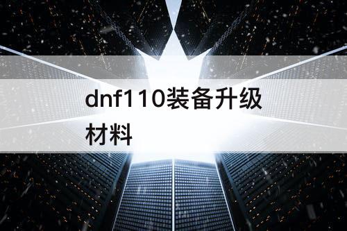 dnf110装备升级材料