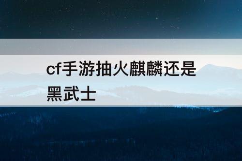 cf手游抽火麒麟还是黑武士