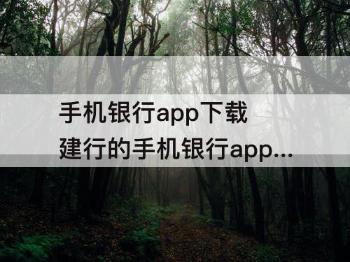 手机银行app下载 建行的手机银行app下载