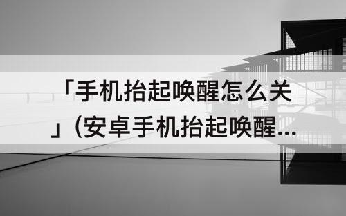 「手机抬起唤醒怎么关」(安卓手机抬起唤醒怎么关闭)