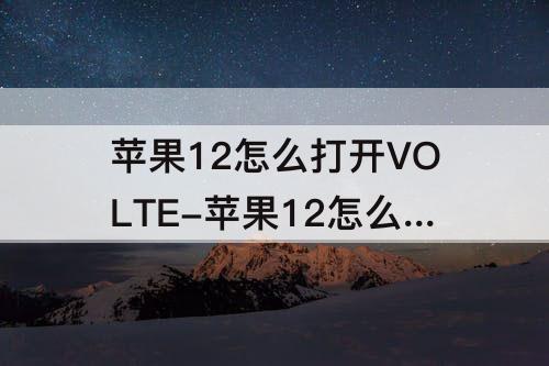 苹果12怎么打开VOLTE-苹果12怎么打开volte功能